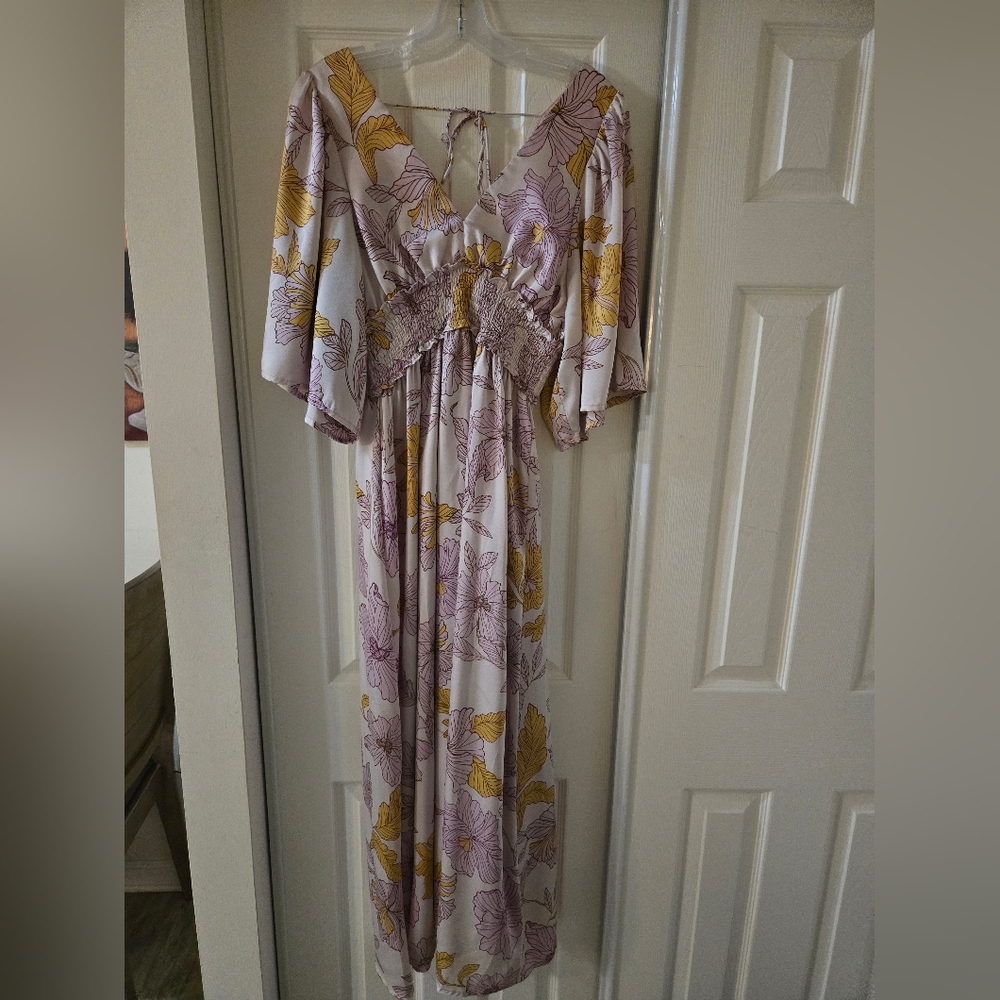 Floral Maxi Dress in Purple and Yellow